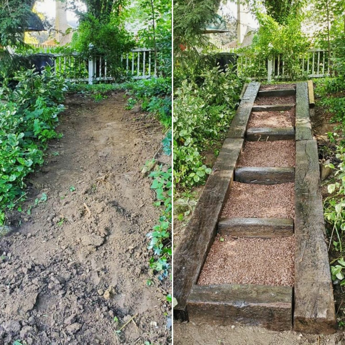 Railroad Ties Walkway Renovation Indian Run Landscaping